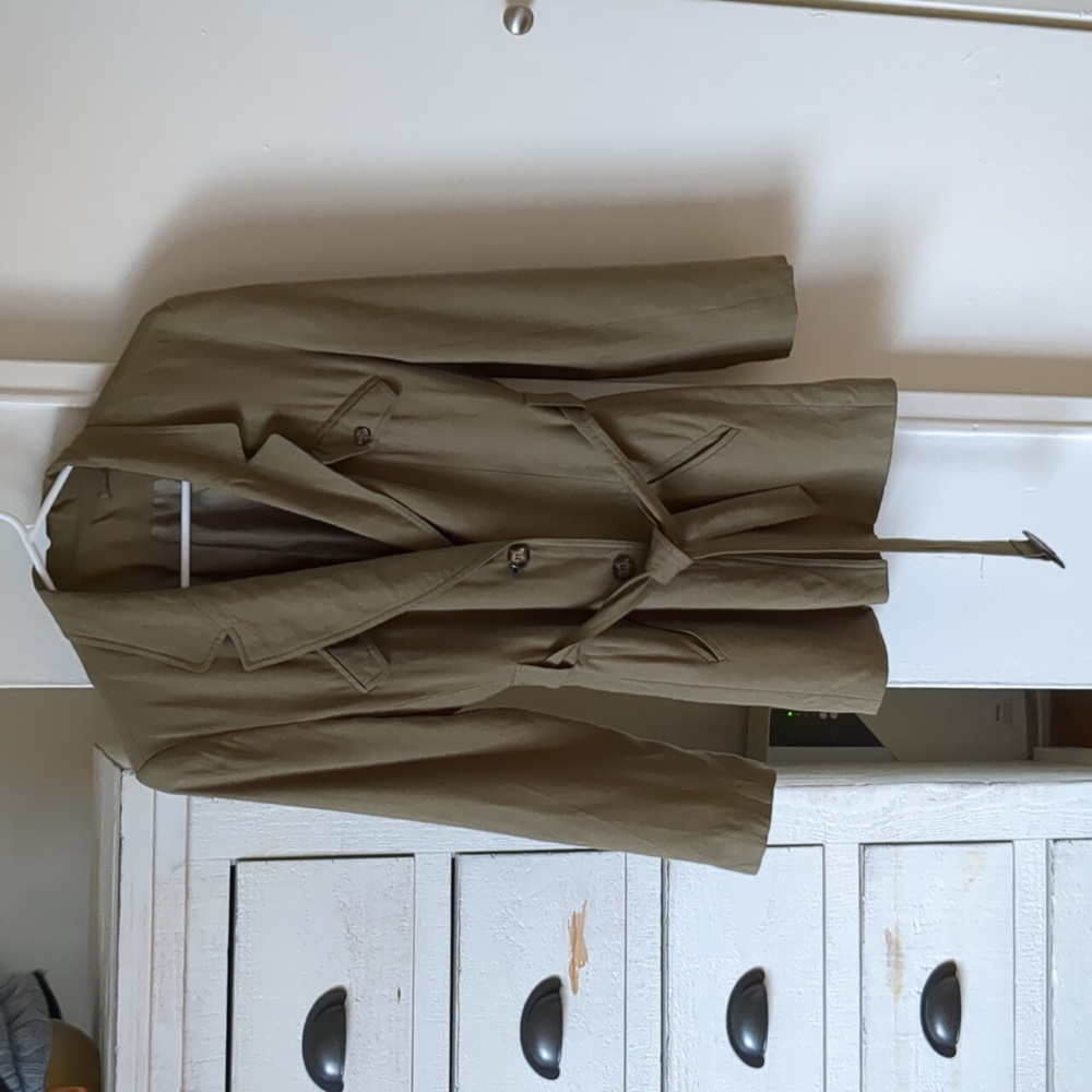 Olive Khaki Linen Blend Tailored Belted Blazer